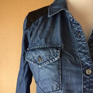 Rails Ashlyn Chambray Button Down Leather Shoulder